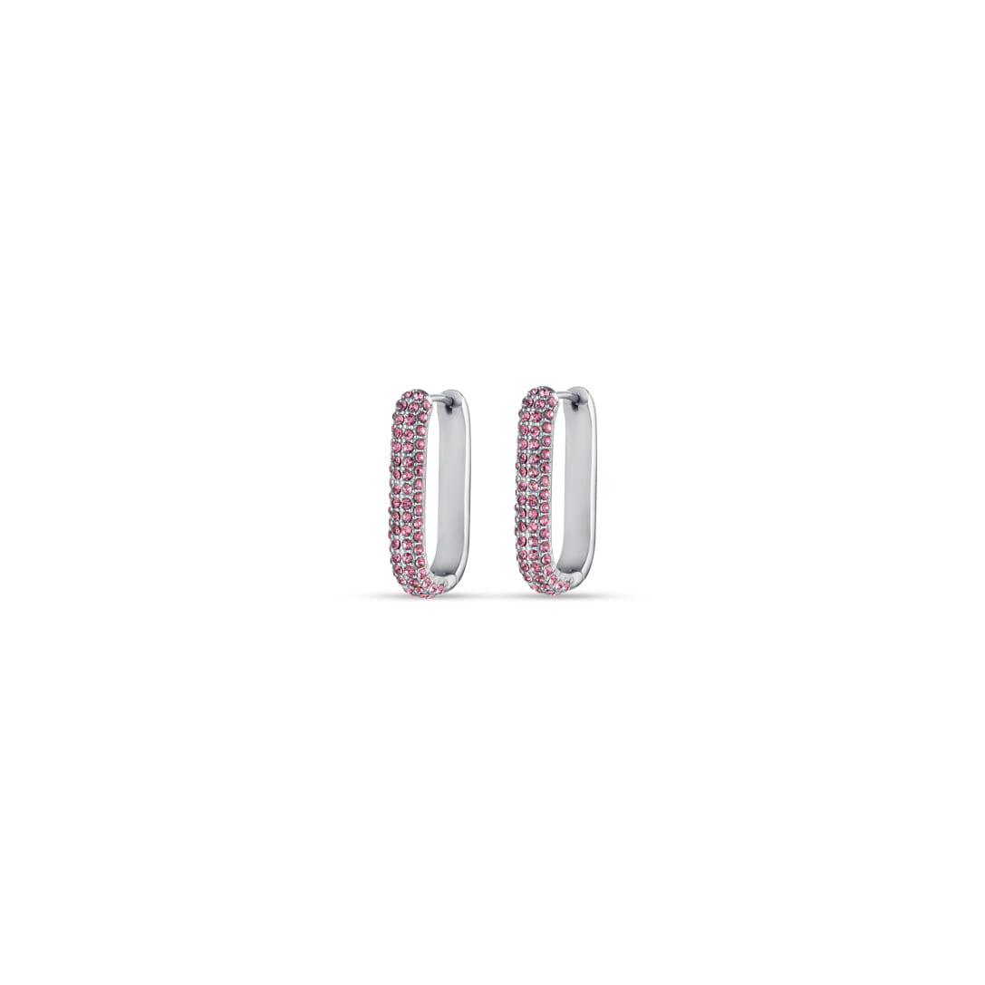 Luca Barra Women's Steel Earrings with Pink Crystals Luca Barra Women's Steel Earrings with Pink Crystals