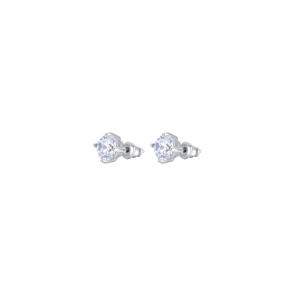 Luca Barra women’s steel earrings with white crystals 7mm — Order Online Today.