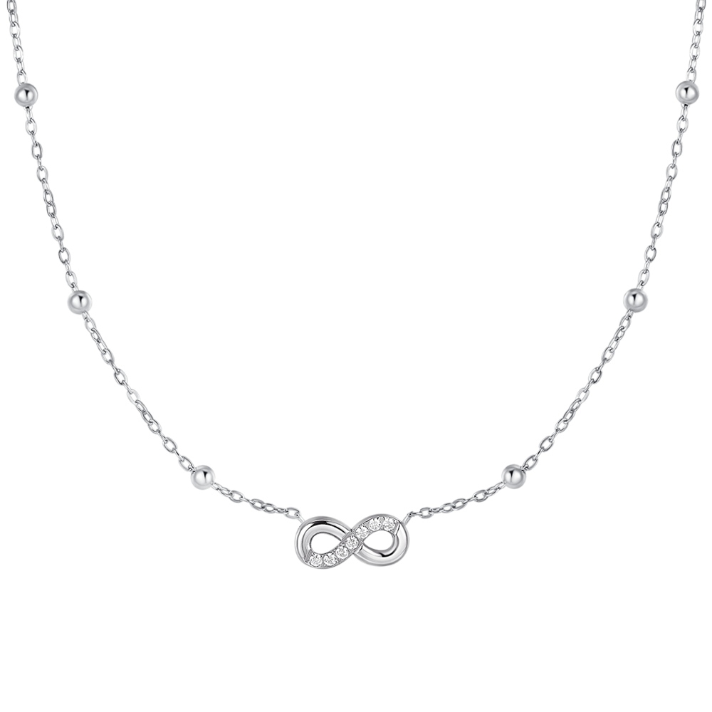 Luca Barra women’s steel infinity necklace with white zircon – Shop the Latest Online