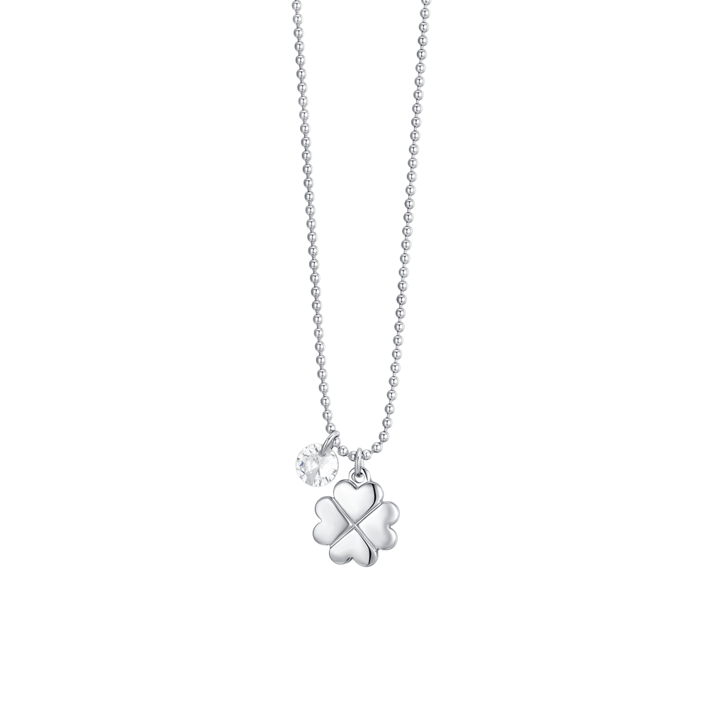 Luca Barra women’s steel necklace with four-leaf clover and zircon – Order Online Today