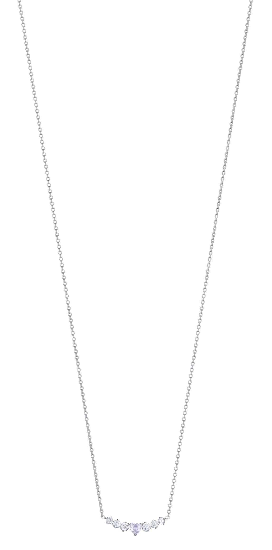 Luca Barra Women's Steel Necklace with Heart & Crystals