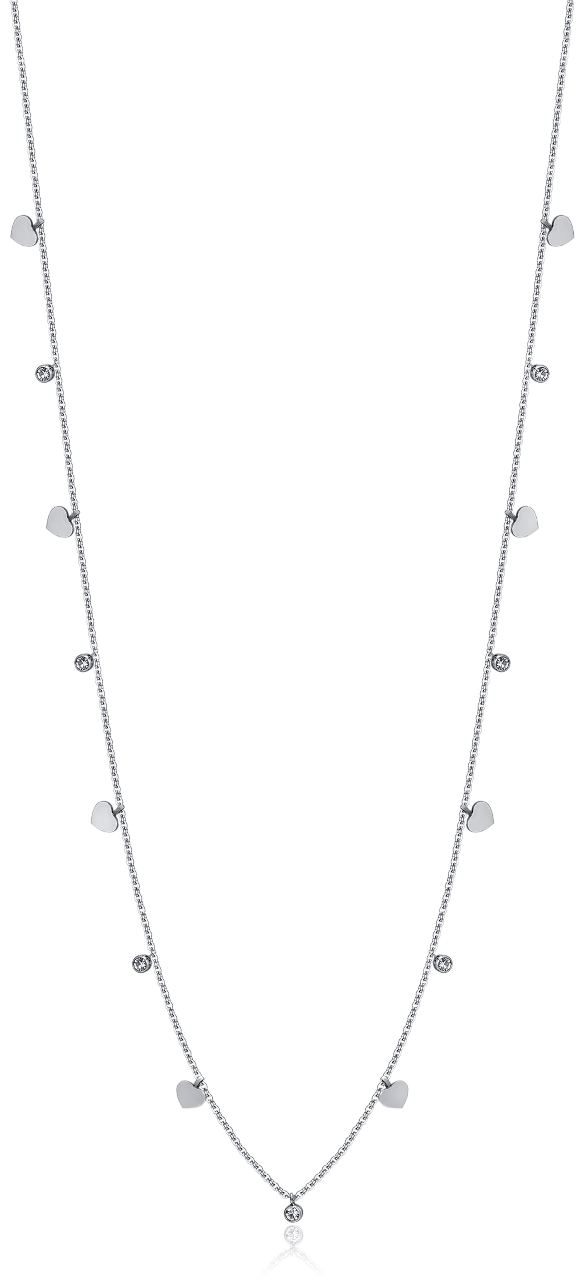 Luca Barra women's steel necklace with heart motifs and white crystals, elegant jewelry piece to style every day, Find Online Today