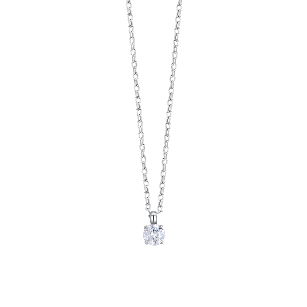 Luca Barra women’s steel necklace with white crystal pendant – elegant minimalist jewelry, Find Online Today