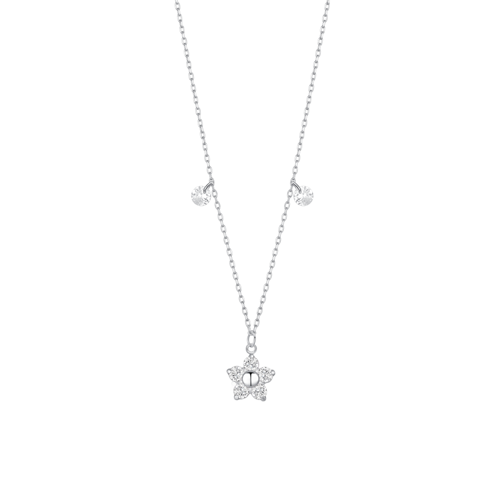 Luca Barra women’s steel necklace with white flower zircon – Shop the Latest Online
