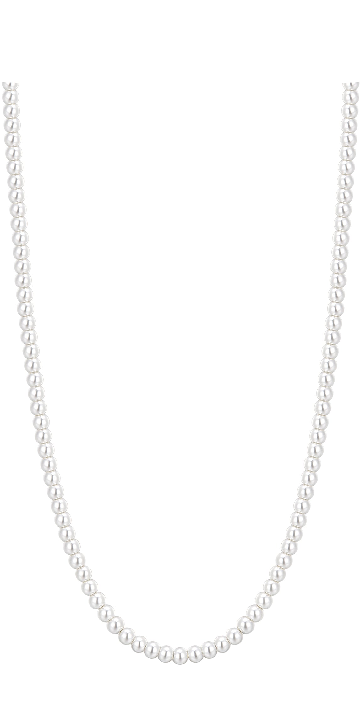 Luca Barra Women's Steel Necklace with White Synthetic Pearls