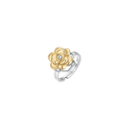Luca Barra women’s steel ring with IP gold rotating rose and white crystal, order online today