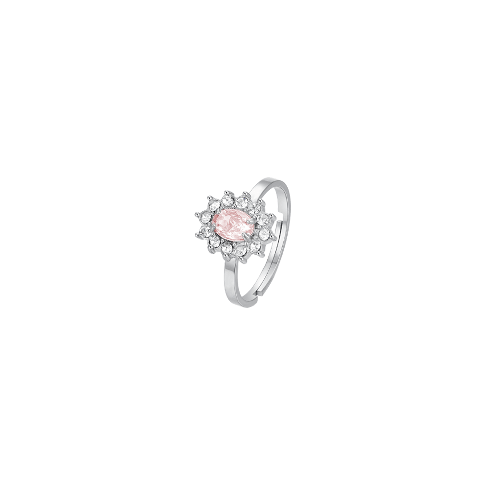 Luca Barra women's steel ring with crystals and pink zircon, available for online purchase