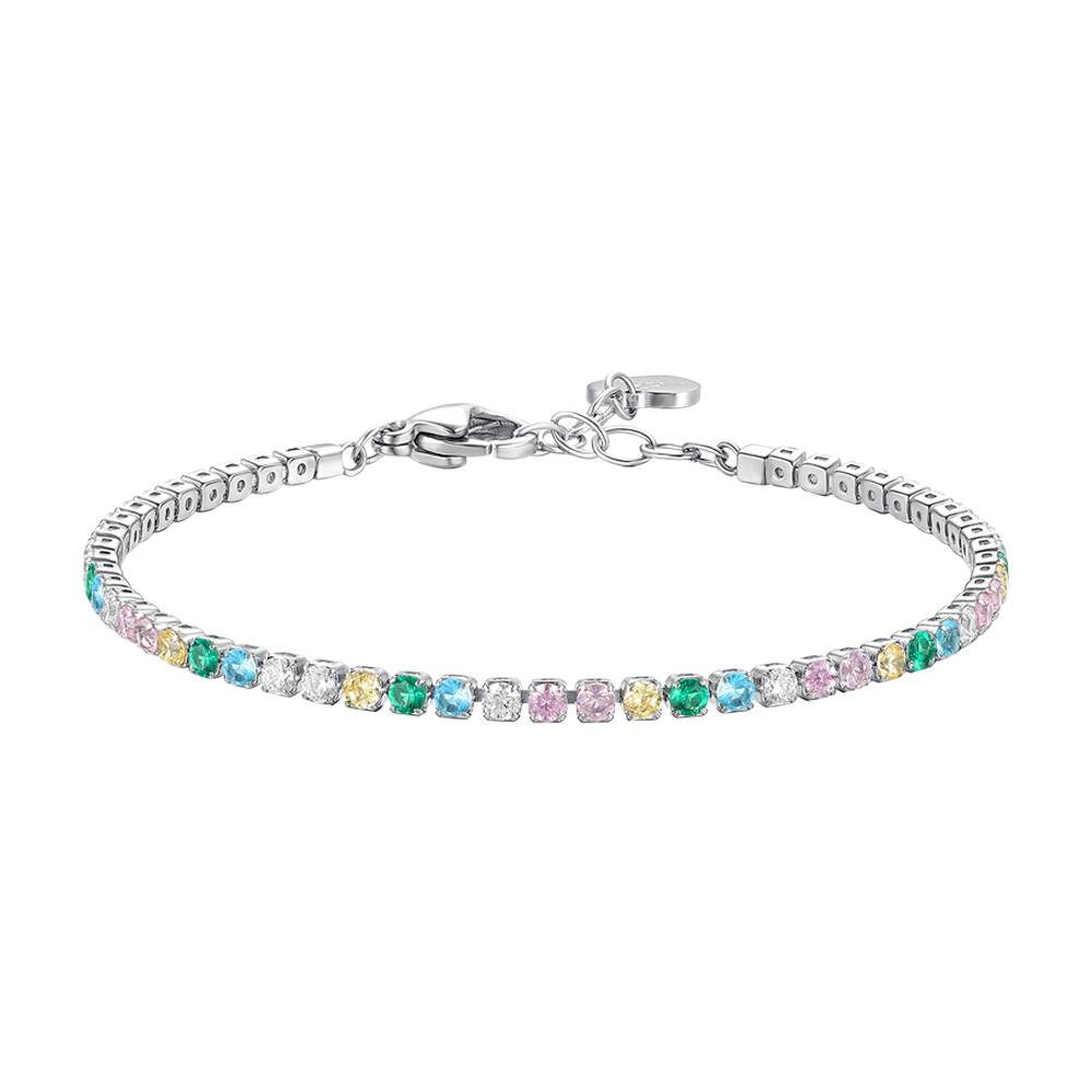 Luca Barra women’s steel tennis bracelet with multicolored zirconia stones – Shop the Latest Online