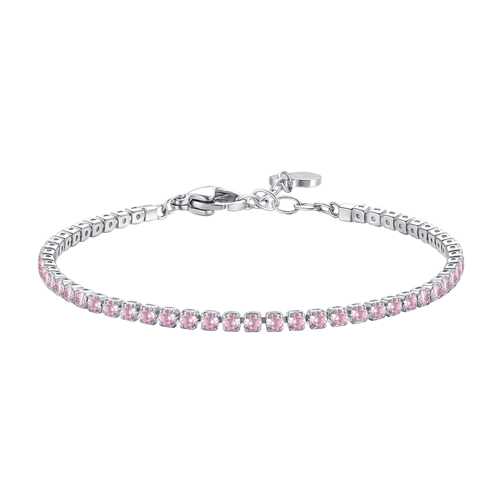 Luca Barra women's steel tennis bracelet with pink zirconia stones, elegant feminine jewelry accessory – Available Online Today
