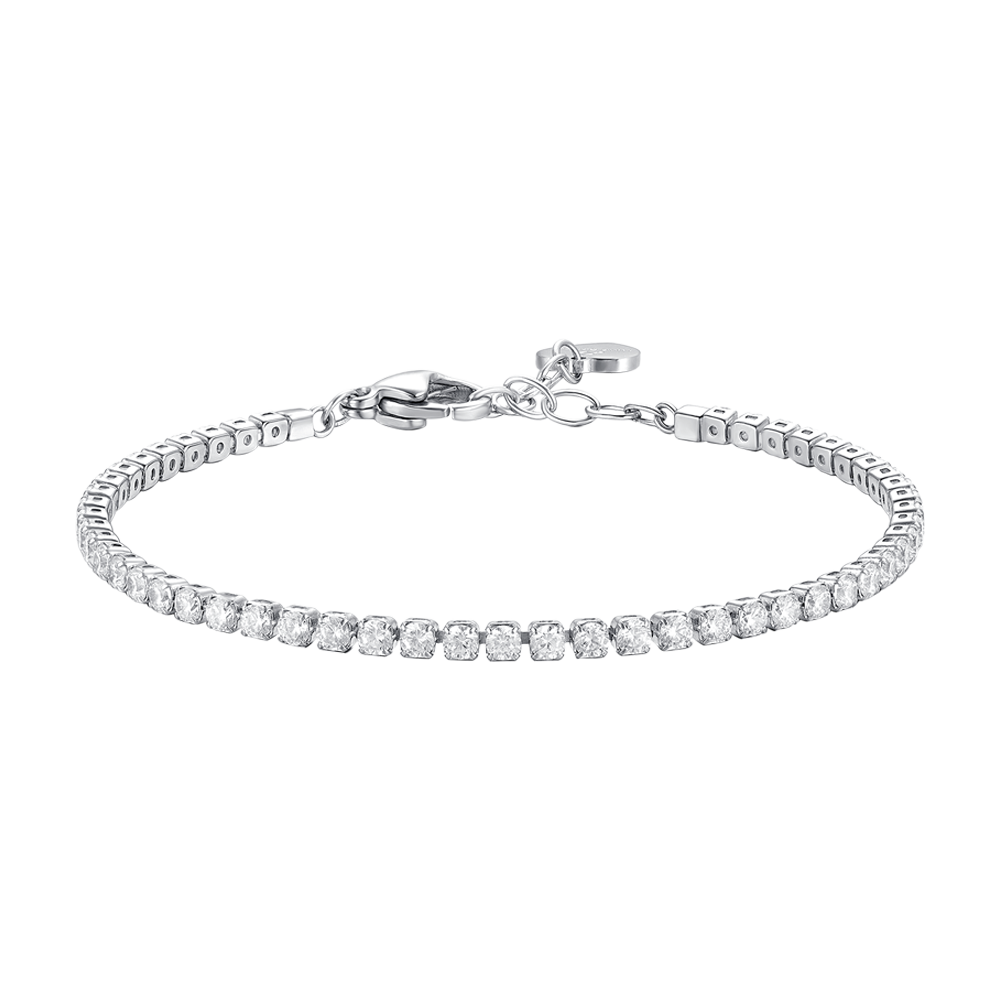 Luca Barra Women's Steel Tennis Bracelet with White Zirconia Secondary image