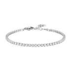 Luca Barra women’s steel tennis bracelet with white zirconia stones, classic tennis design, Order Online Today