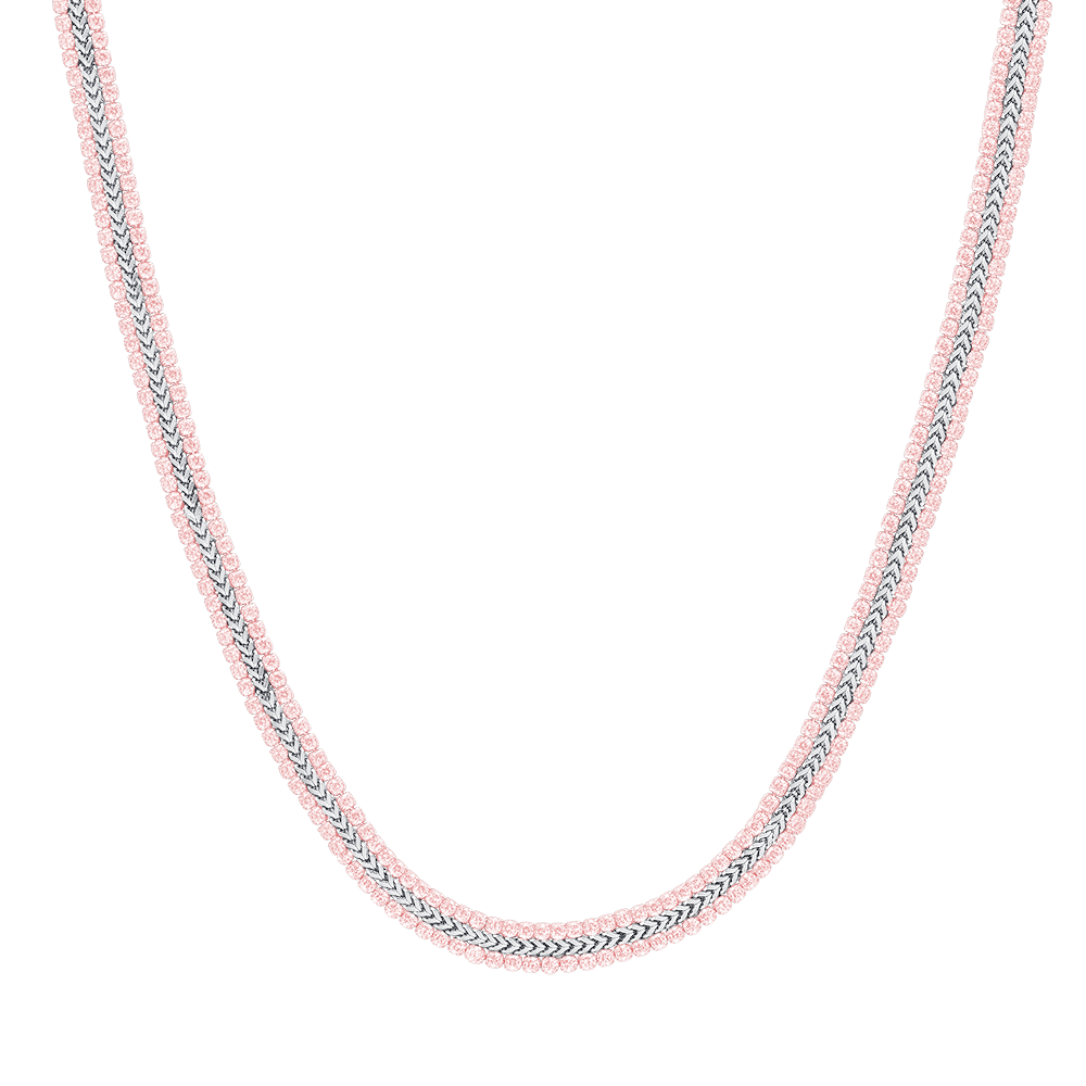 Luca Barra women’s steel tennis necklace with pink crystals, elegant jewelry design, Order Online Today