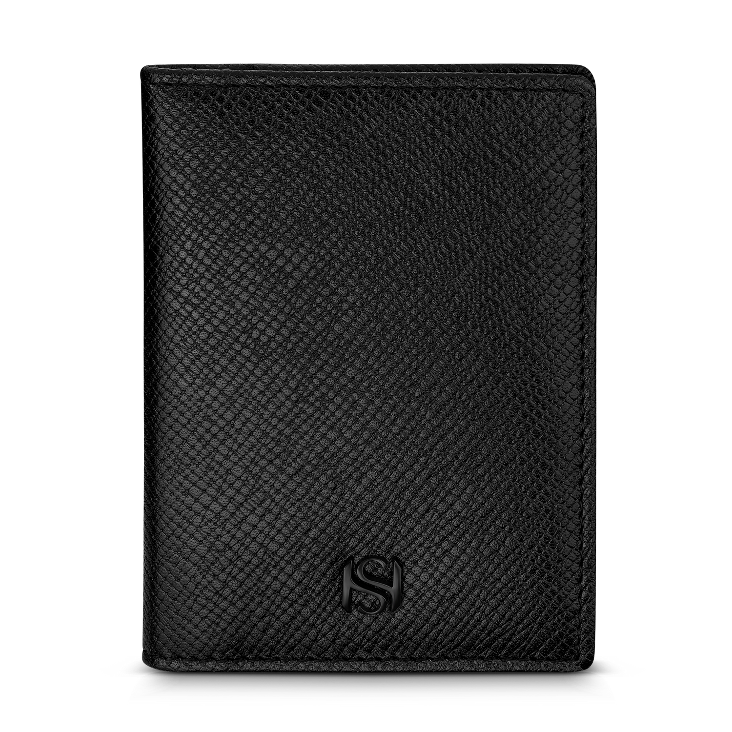 Saint Honore Meal Cross Grain Black Leather Card Holder