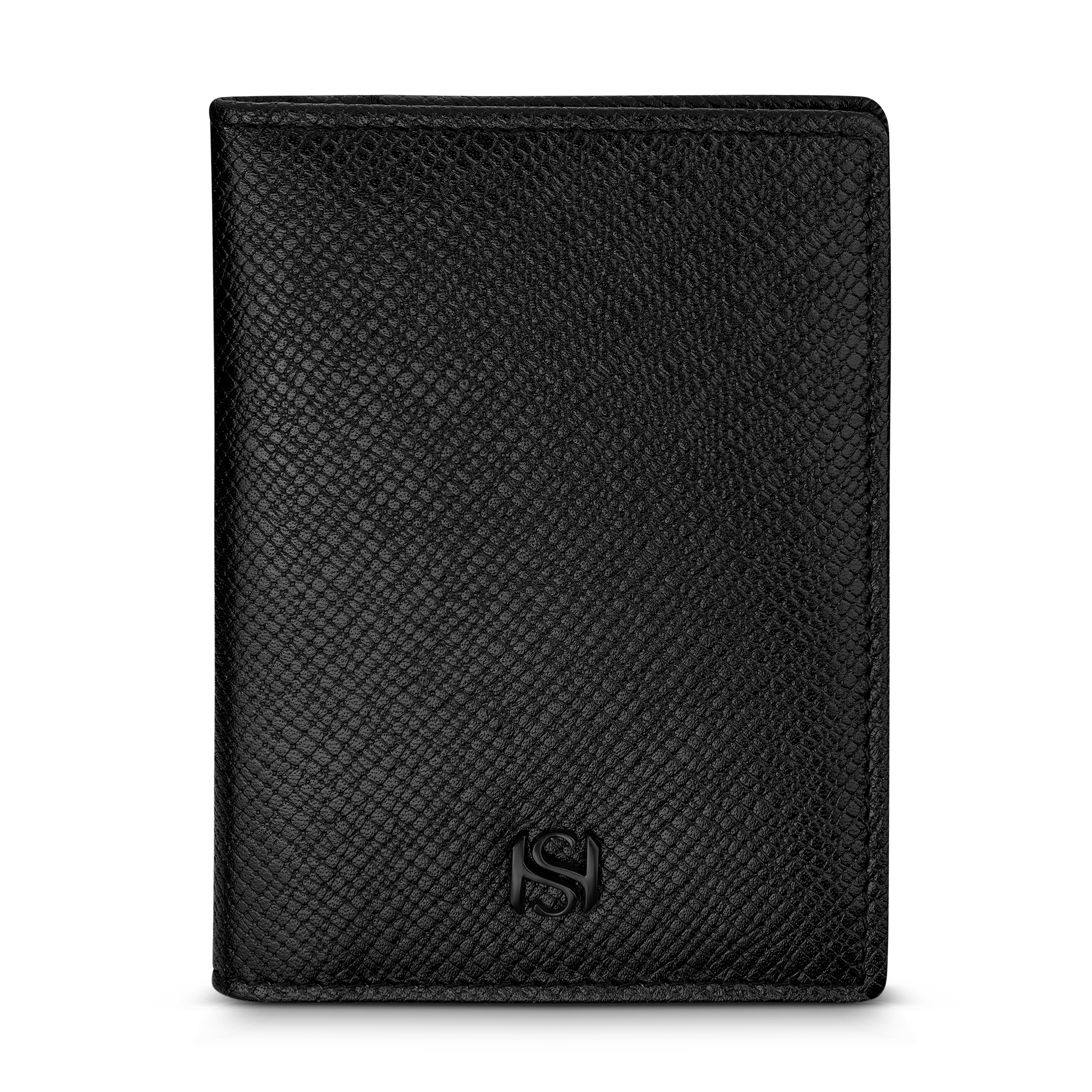 Saint Honore Meal Cross Grain Black Leather Card Holder
