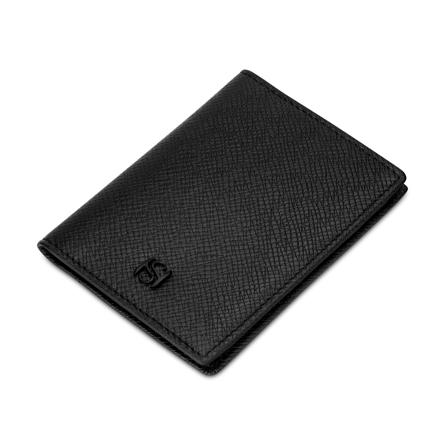 Saint Honore Meal Cross Grain Black Leather Card Holder Saint Honore Meal Cross Grain Black Leather Card Holder