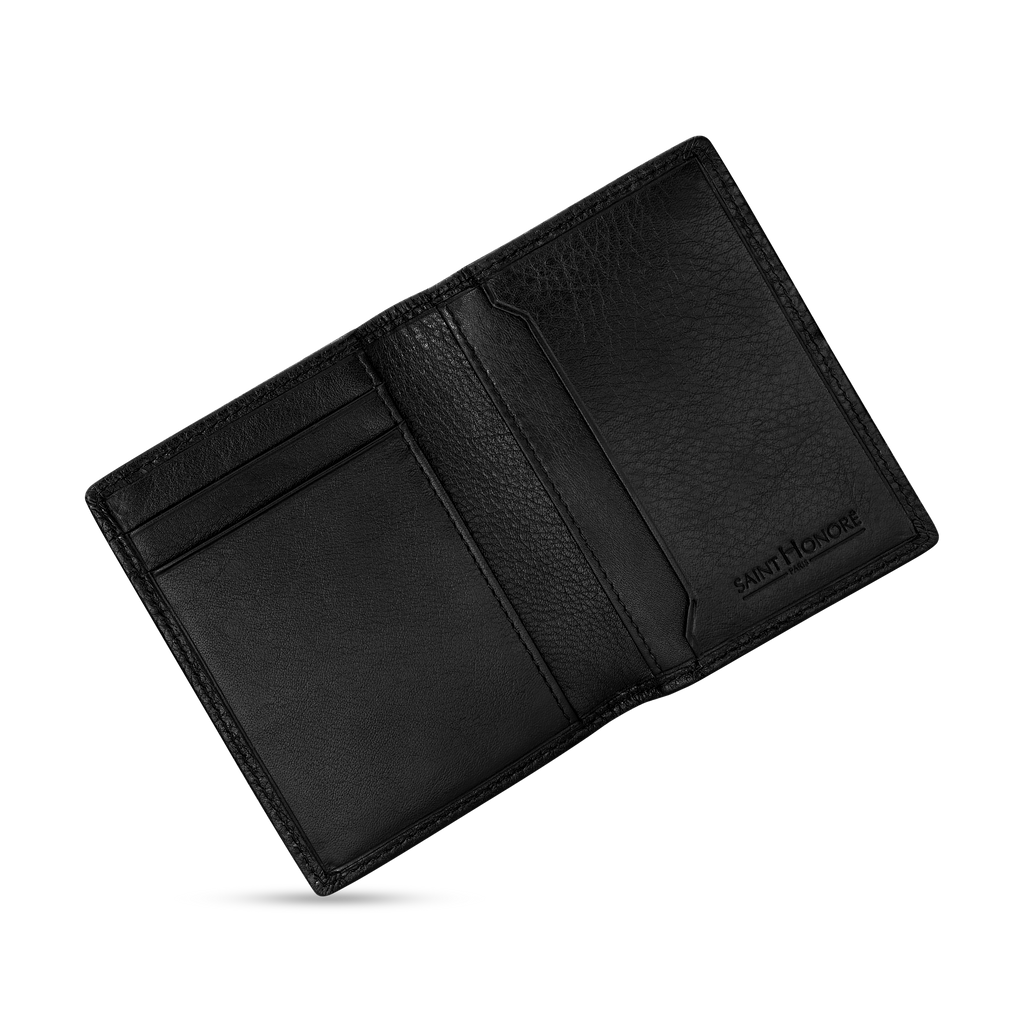 Saint Honore Meal Cross Grain Black Leather Card Holder