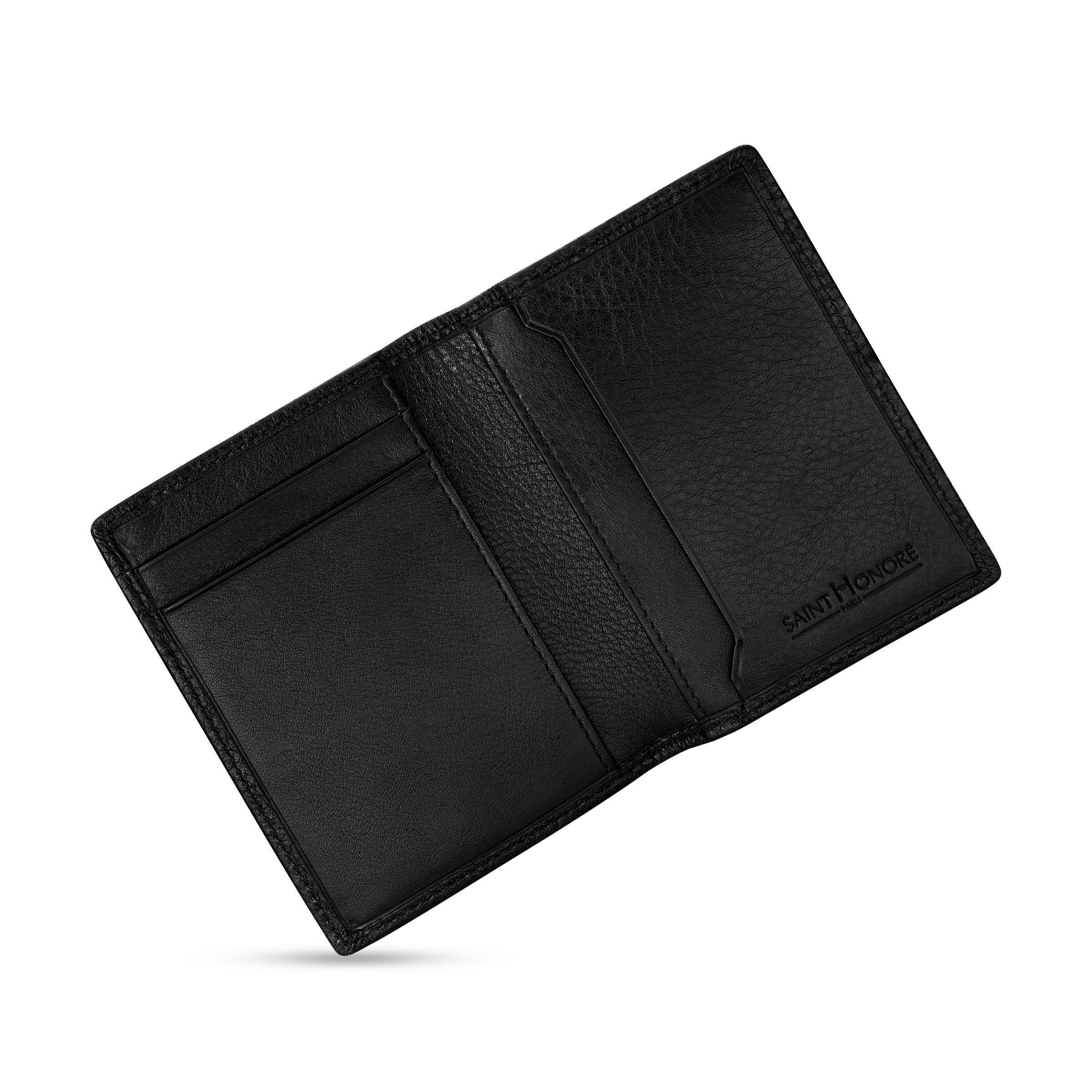 Saint Honore Meal Cross Grain Black Leather Card Holder