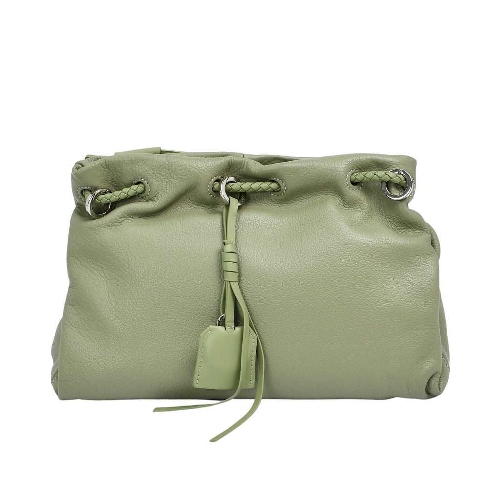 MUNI Lady genuine leather drawstring handbag with soft structured design