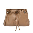 MUNI Lady genuine leather drawstring handbag with soft structured design