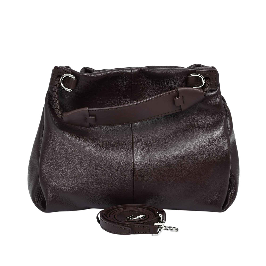 MUNI Lady genuine leather drawstring handbag with soft structured design