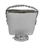 MUNI women’s leather bucket bag with braided chain handle available at Paris Gallery Qatar