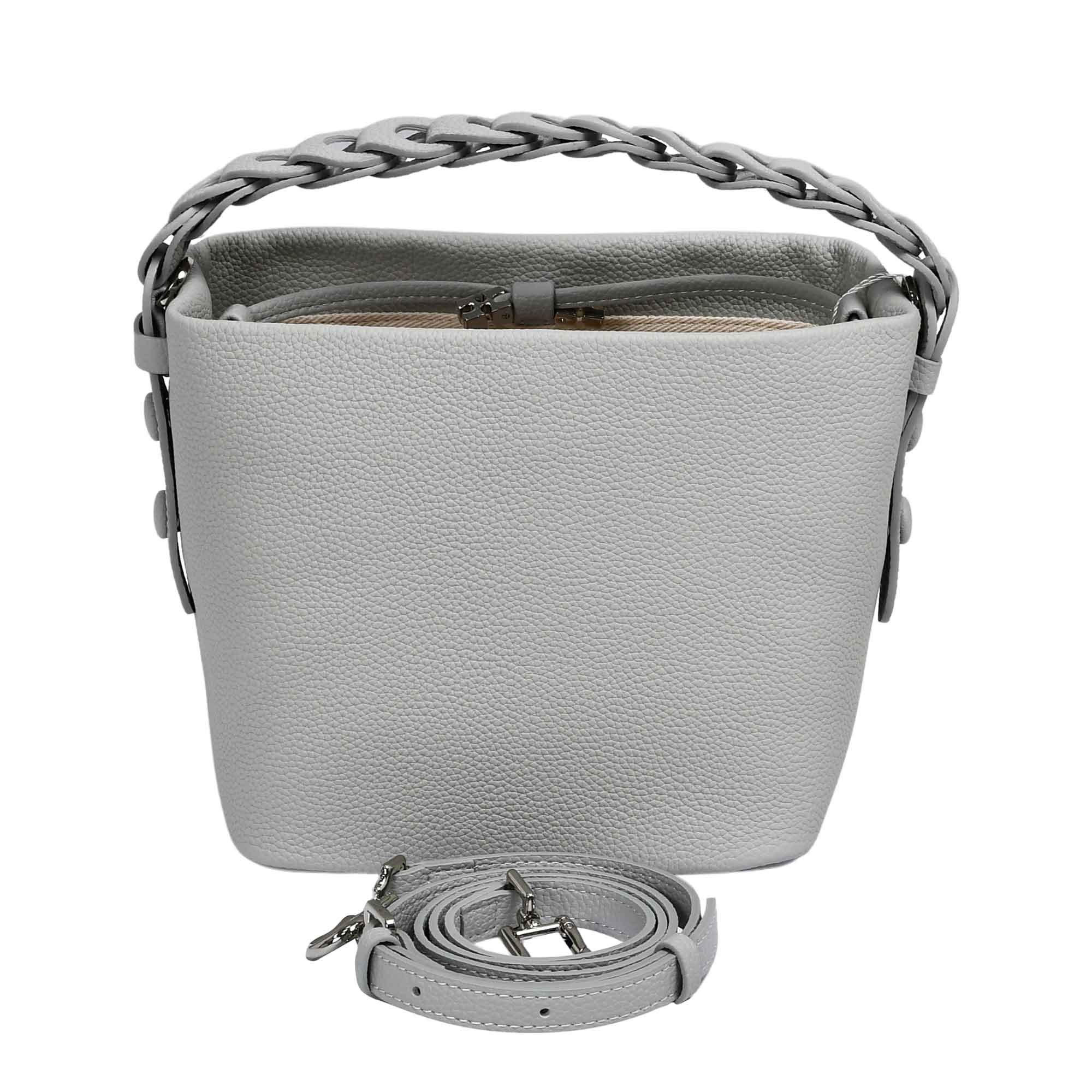 MUNI women’s leather bucket bag with braided chain handle available at Paris Gallery Qatar