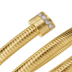 A crisp macro close-up shot focusing on the high-polish end cap, showing the fine "SAINT HONORÉ PARIS" engraving alongside the vertical row of four sparkling clear crystals.