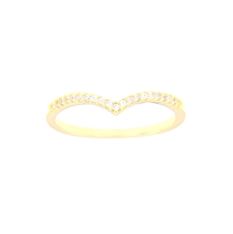 Maison Gioielli Firenze women's gold-plated sterling silver arrow ring with sparkling zircon stones