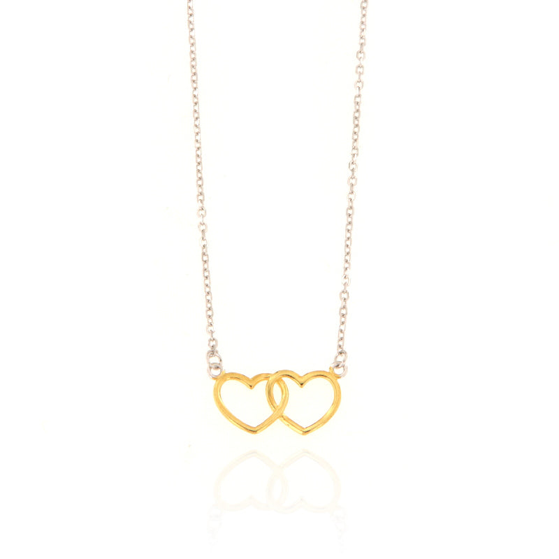 Maison Gioielli Firenze women's bicolor sterling silver necklace with interlocking double heart pendant