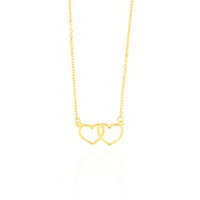 Maison Gioielli Firenze women's gold-plated sterling silver necklace with interlocking double heart pendant