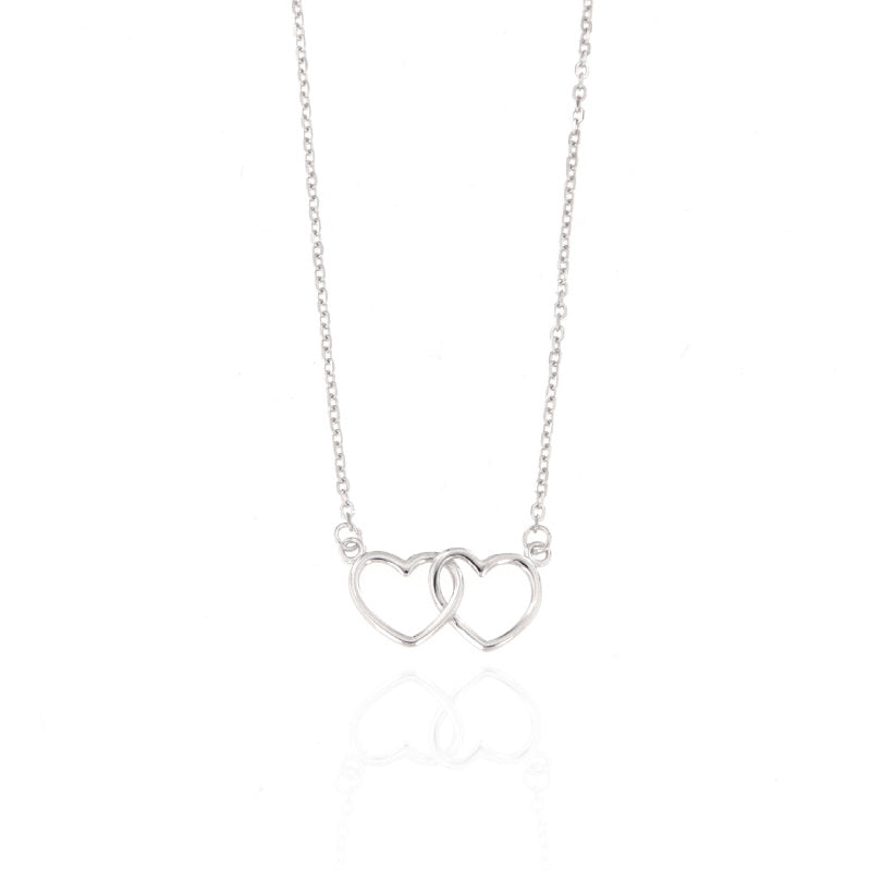 Maison Gioielli Firenze women's sterling silver necklace with interlocking double heart pendant