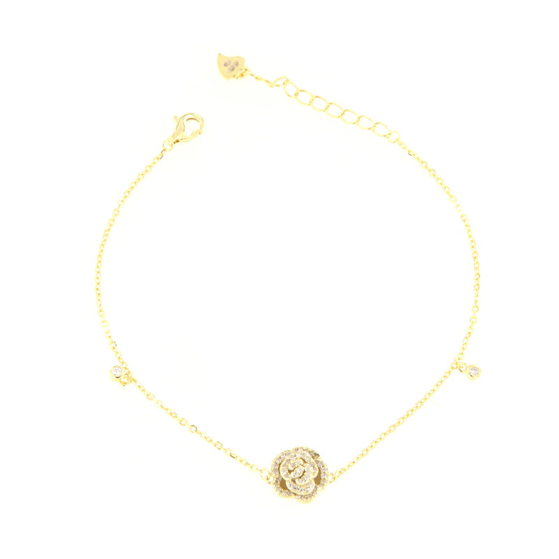 Maison Gioielli Firenze women's gold-plated sterling silver bracelet with zircon floral centerpiece