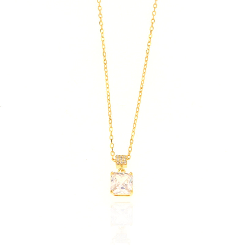 Maison Gioielli Firenze women's gold-plated sterling silver necklace with princess-cut zircon pendant
