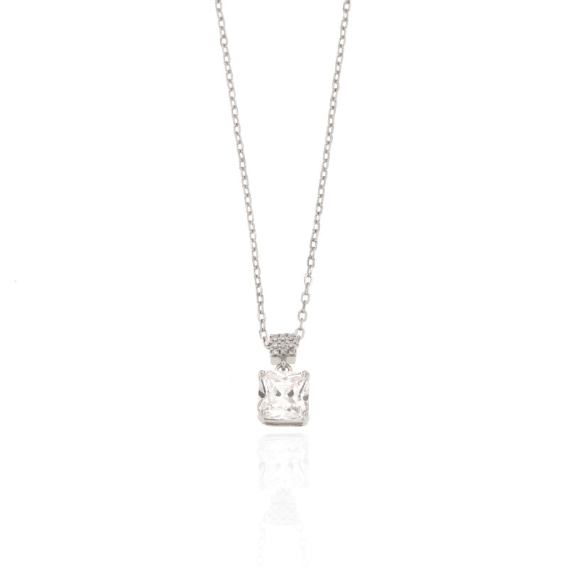 Maison Gioielli Firenze women's sterling silver necklace with princess-cut zircon pendant