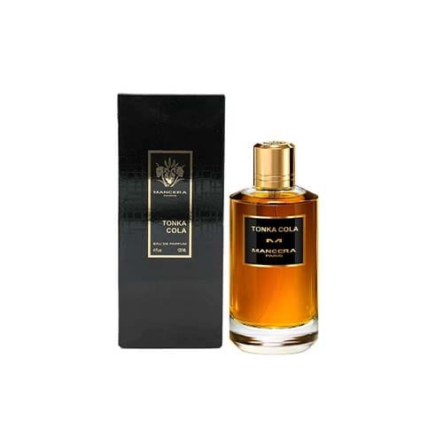 Mancera Tonka Cola Eau de Parfum 120ml in an amber glass bottle, available for online purchase at Paris Gallery Qatar