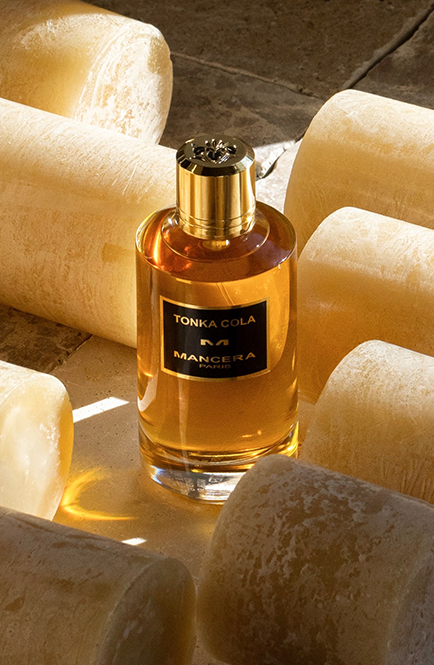 Mancera Tonka Cola Eau de Parfum 120ml in an amber glass bottle, available for online purchase at Paris Gallery Qatar