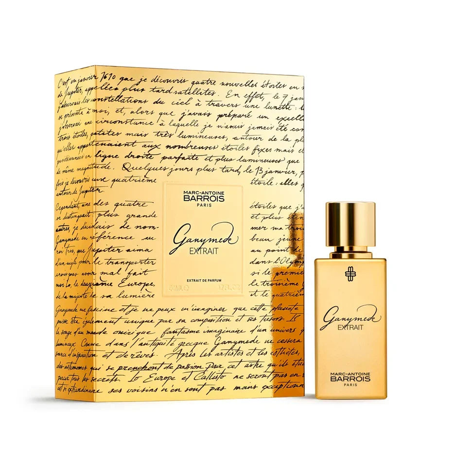 Marc-Antoine Barrois Ganymede Extrait De Parfum 50ml gold fragrance bottle with luxury presentation box