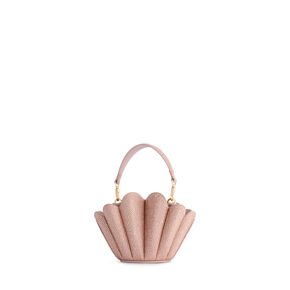 Mlouye Micro Seashell crystal-embellished nude leather mini bag with top handle