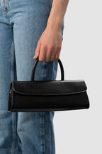 By Far Women's Mini Longa Black Semi-Patent Leather Top Handle Bag