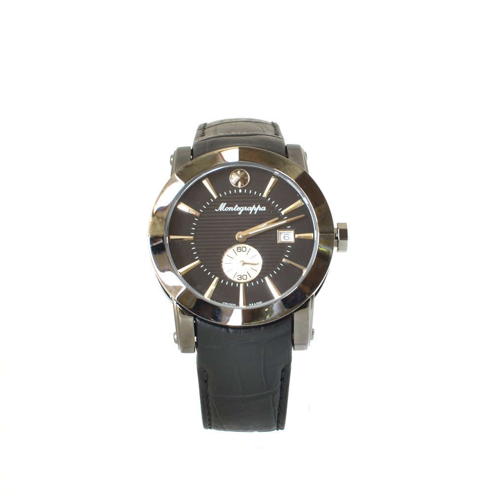 Montegrappa Nero Uno Men’s Black Dial Leather Strap Watch