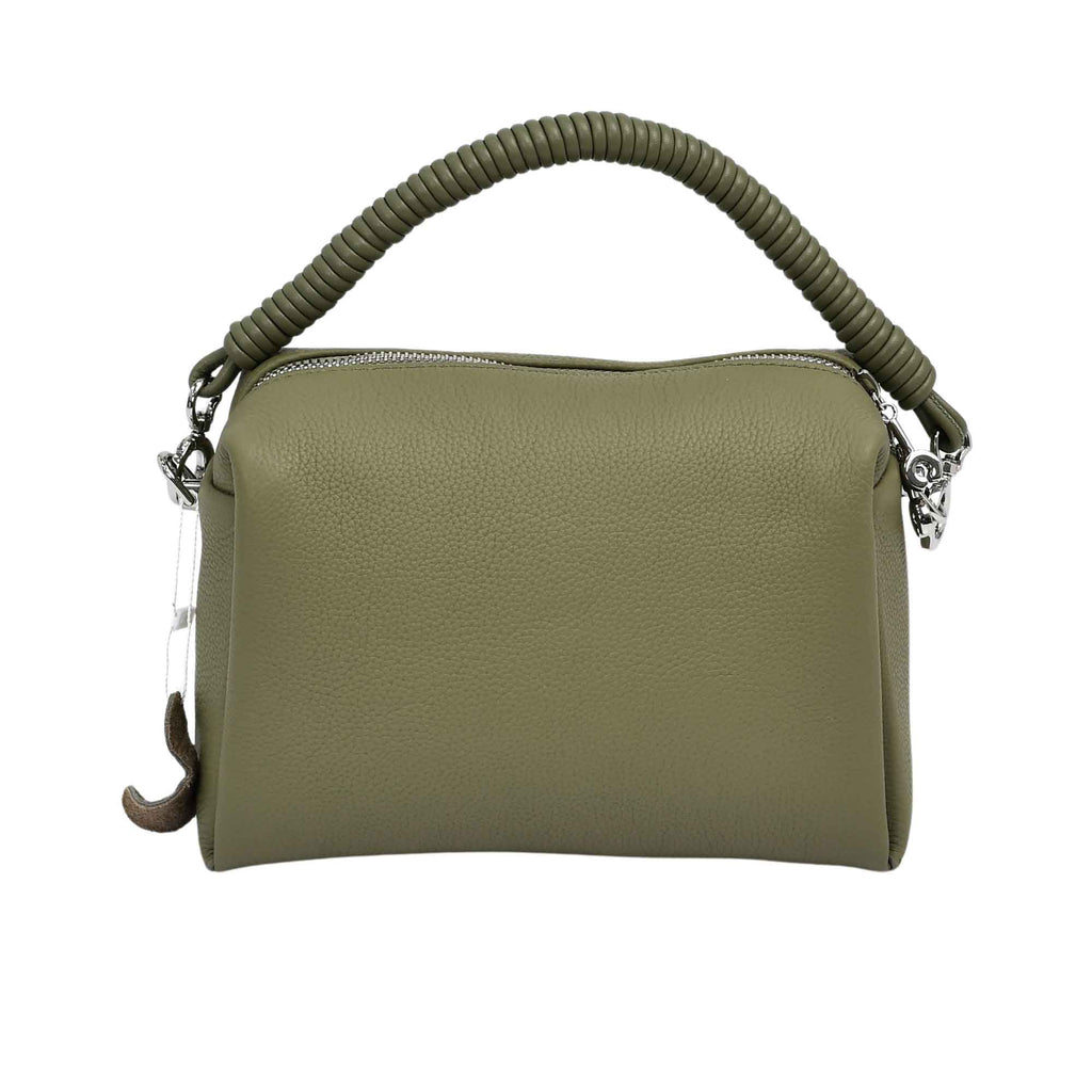 Muni lady bag in teal color with structured design and wrapped top handle, displayed on white background at Paris Gallery Qatar