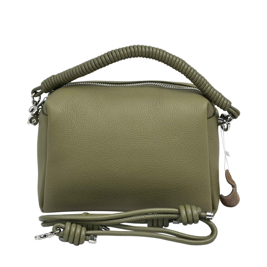 Muni lady bag in teal color with structured design and wrapped top handle, displayed on white background at Paris Gallery Qatar