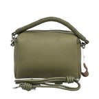 Muni lady bag in teal color with structured design and wrapped top handle, displayed on white background at Paris Gallery Qatar