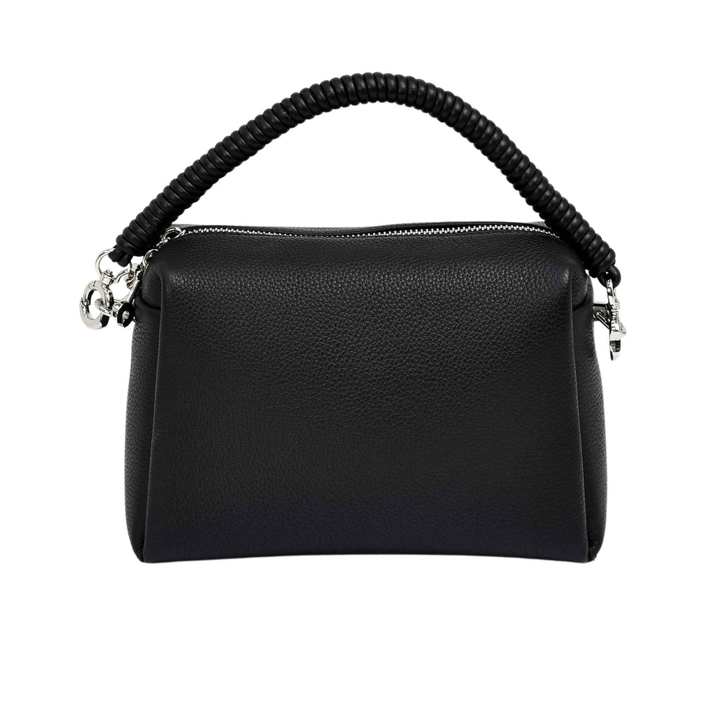 Muni black structured top handle bag with braided handle available at Paris Gallery Qatar