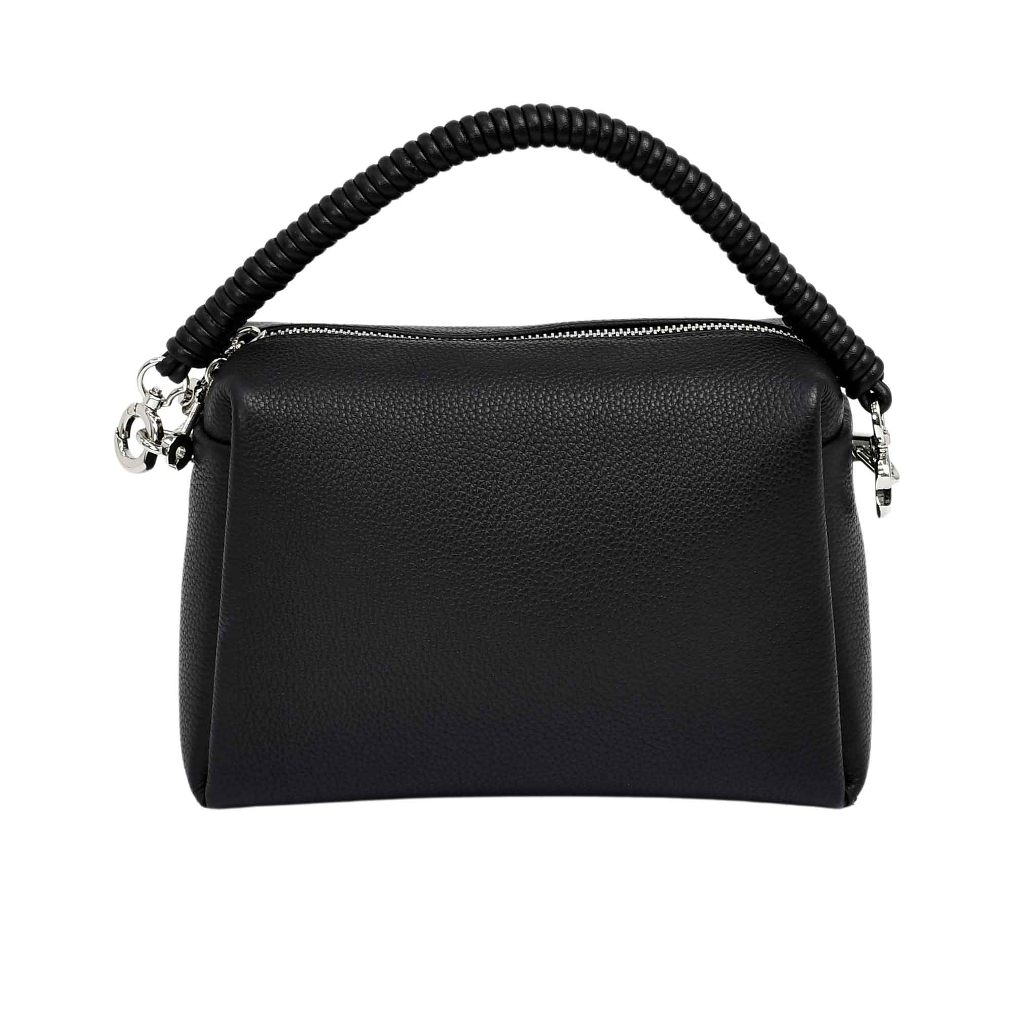 Muni black structured top handle bag with braided handle available at Paris Gallery Qatar