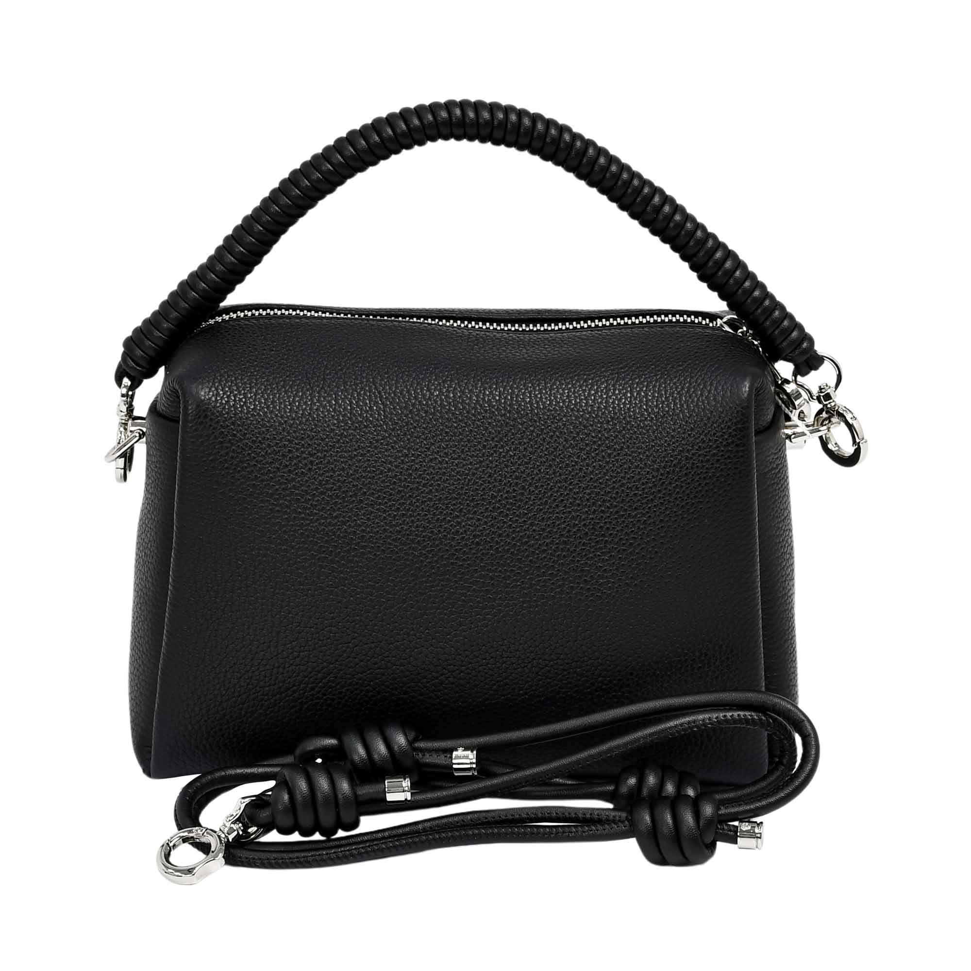 Muni black structured top handle bag with braided handle available at Paris Gallery Qatar