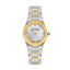 Saint Honore women's watch with silver-toned octagonal case, gold-toned screw-accented bezel, white mother-of-pearl fan patte