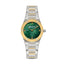 Saint Honore two-tone watch with a silver-toned and gold-toned bracelet and bezel, featuring a green Mother of Pearl dial wit
