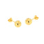 Pair of small, round, polished gold-toned stud earrings with butterfly backings.