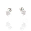 Single silver-toned mini snake stud earring with clear pave-set stones and two small green stones for eyes